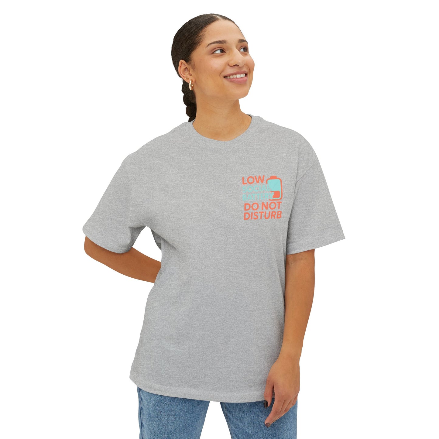 Social Battery Unisex Oversized Tee, Perfect for Introverts, Chill Relaxed Wear, Fun Gift for Friends, Casual Streetwear