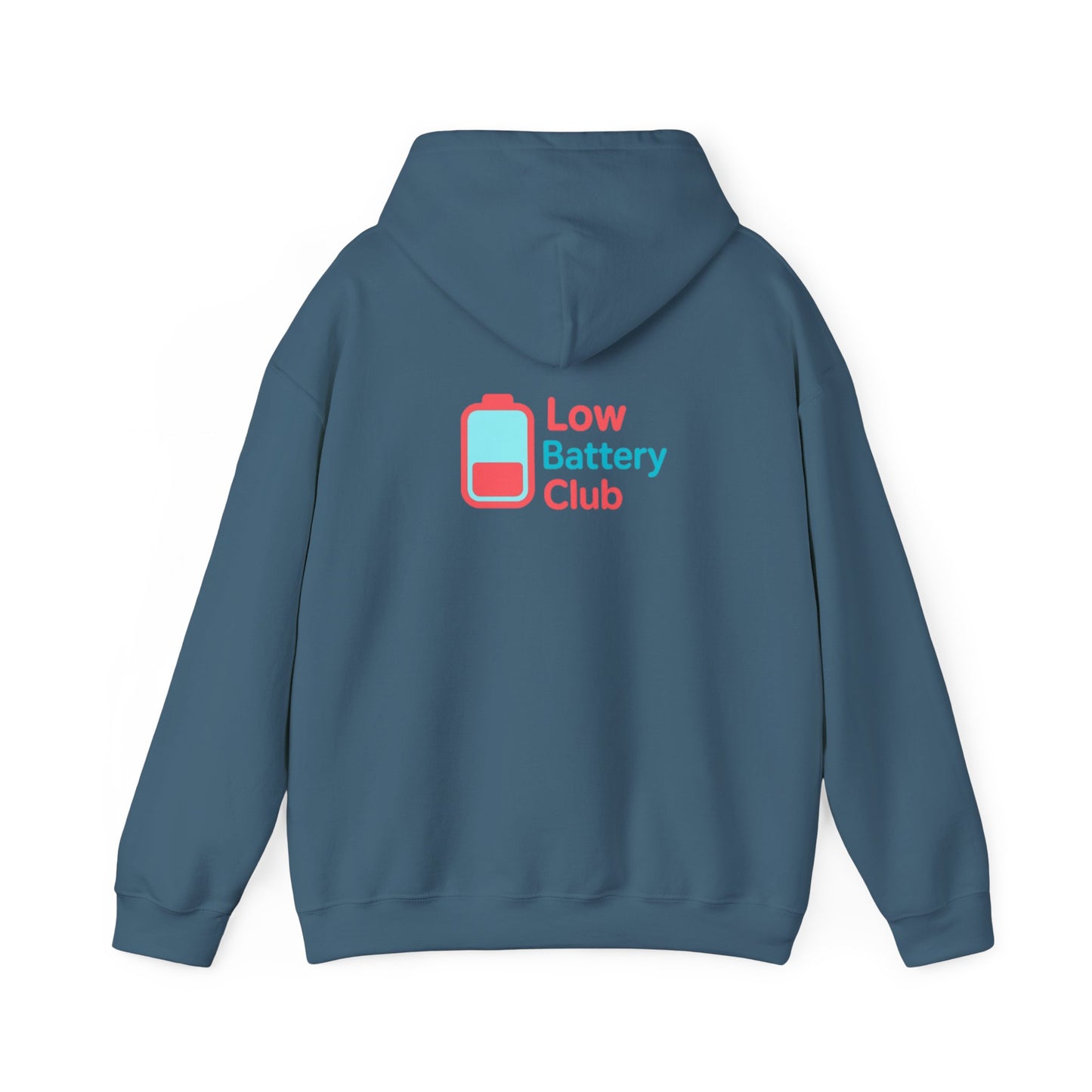 Low Battery Club Hoodie | Unisex Heavy Blend Hooded Sweatshirt for Social Media Lovers, Casual Wear, Gift for Friends