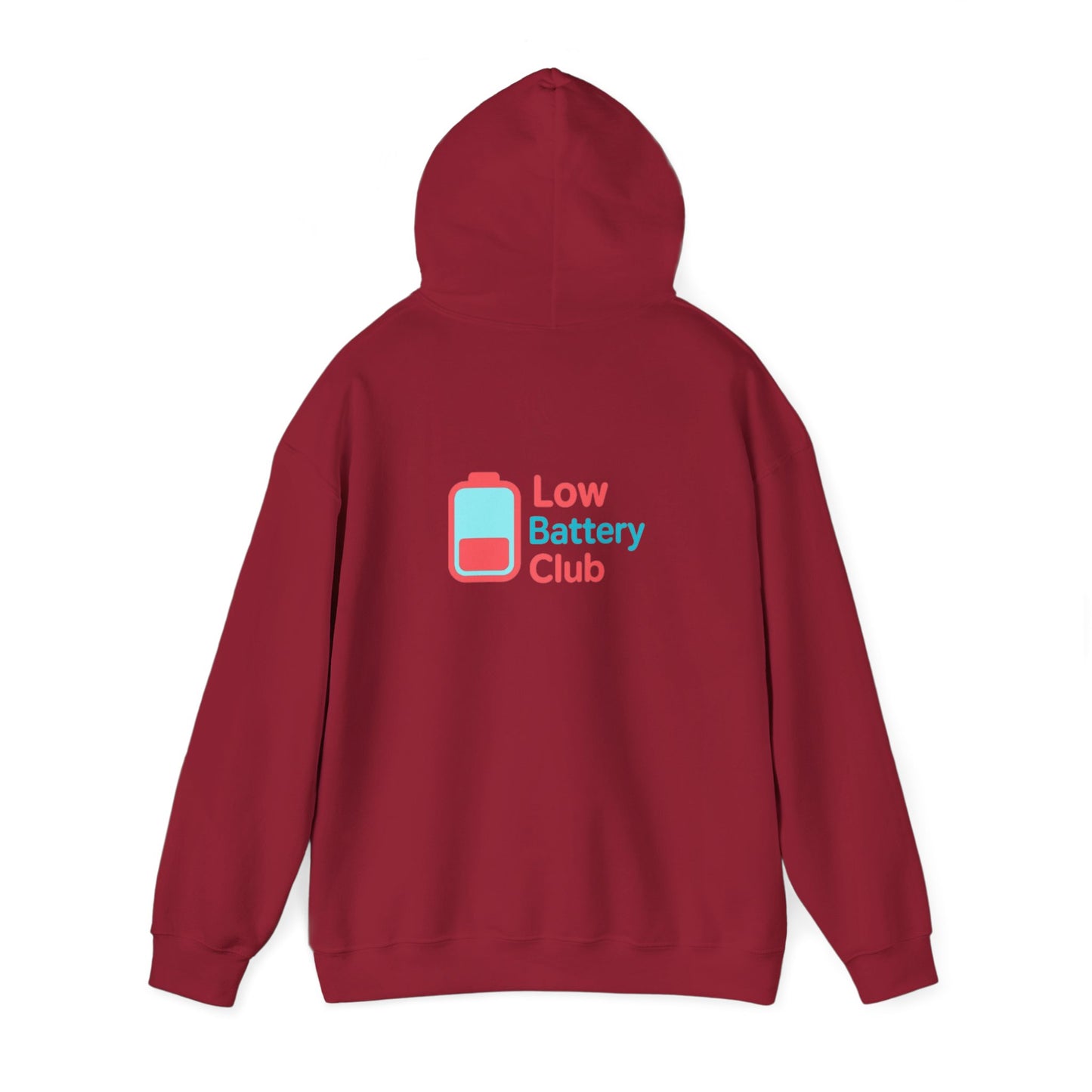 Low Battery Club Hoodie | Unisex Heavy Blend Hooded Sweatshirt for Social Media Lovers, Casual Wear, Gift for Friends