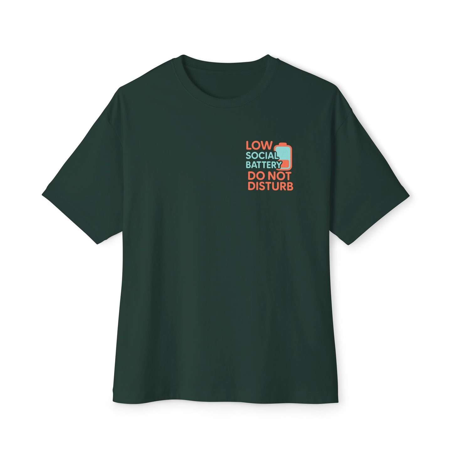 Social Battery Unisex Oversized Tee, Perfect for Introverts, Chill Relaxed Wear, Fun Gift for Friends, Casual Streetwear