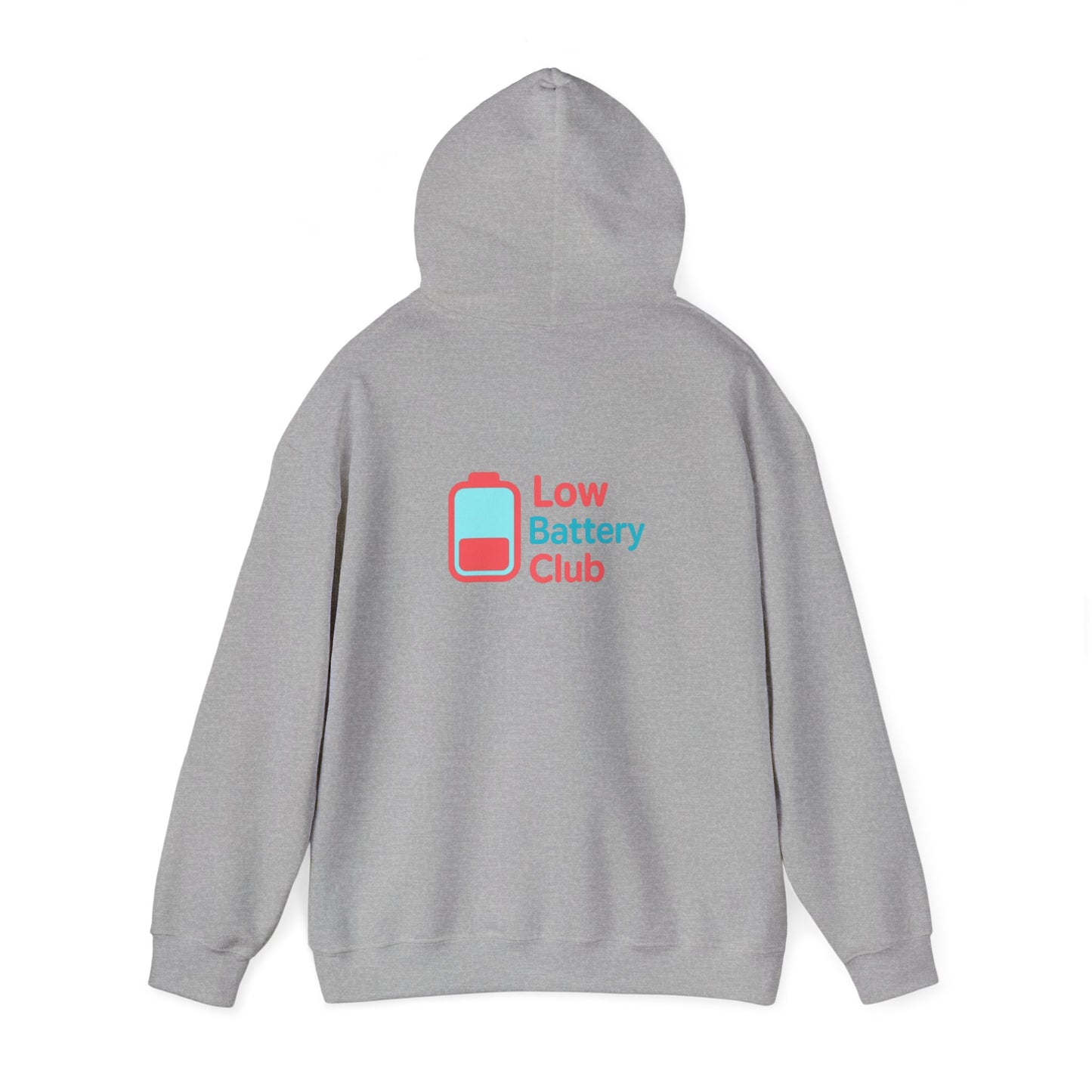 Low Battery Club Hoodie | Unisex Heavy Blend Hooded Sweatshirt for Social Media Lovers, Casual Wear, Gift for Friends