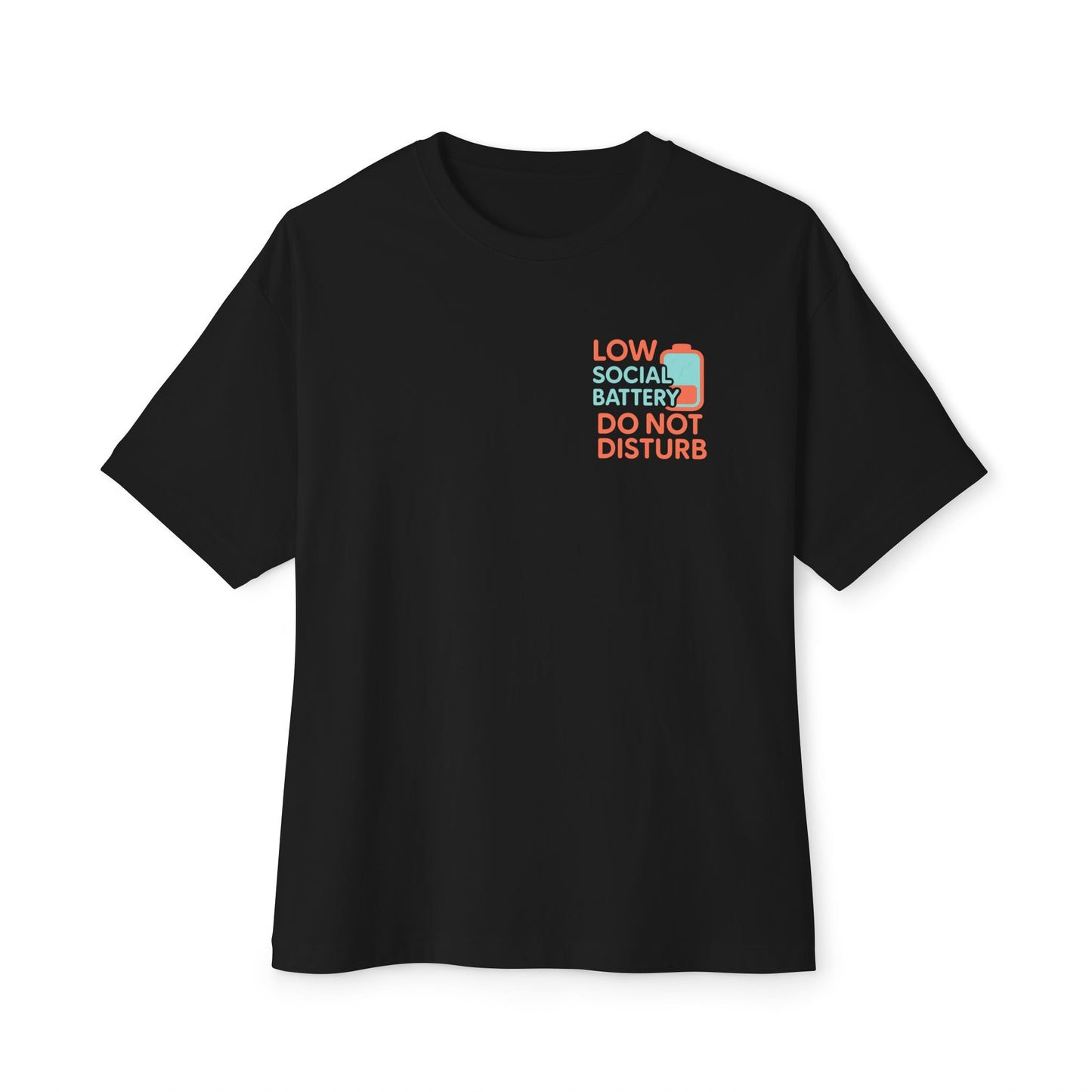 Social Battery Unisex Oversized Tee, Perfect for Introverts, Chill Relaxed Wear, Fun Gift for Friends, Casual Streetwear