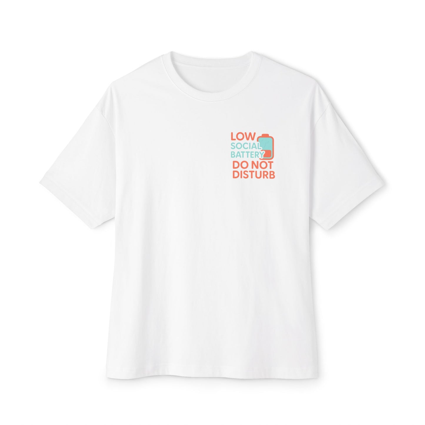 Social Battery Unisex Oversized Tee, Perfect for Introverts, Chill Relaxed Wear, Fun Gift for Friends, Casual Streetwear