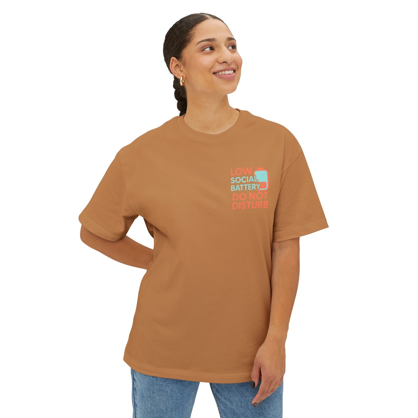Social Battery Unisex Oversized Tee, Perfect for Introverts, Chill Relaxed Wear, Fun Gift for Friends, Casual Streetwear