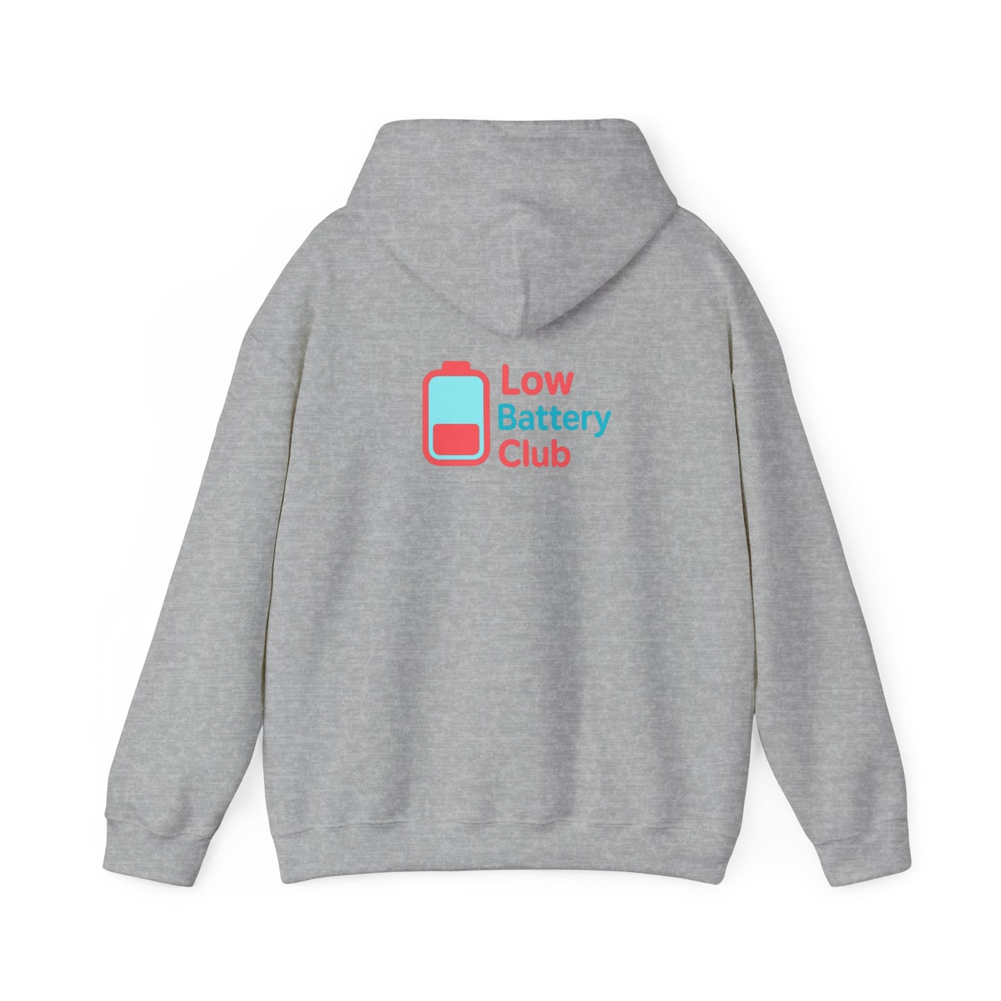 Low Battery Club Hoodie | Unisex Heavy Blend Hooded Sweatshirt for Social Media Lovers, Casual Wear, Gift for Friends