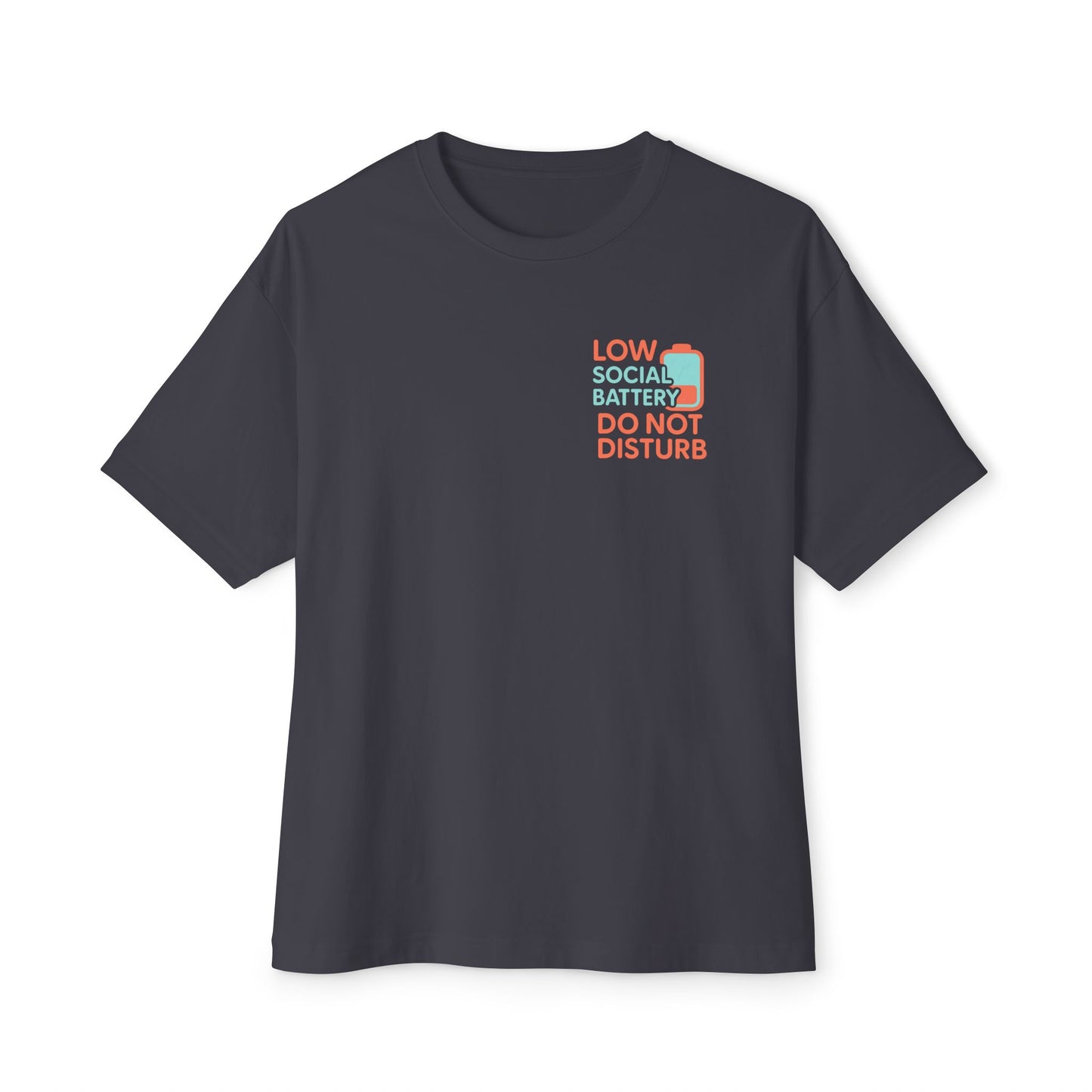Social Battery Unisex Oversized Tee, Perfect for Introverts, Chill Relaxed Wear, Fun Gift for Friends, Casual Streetwear