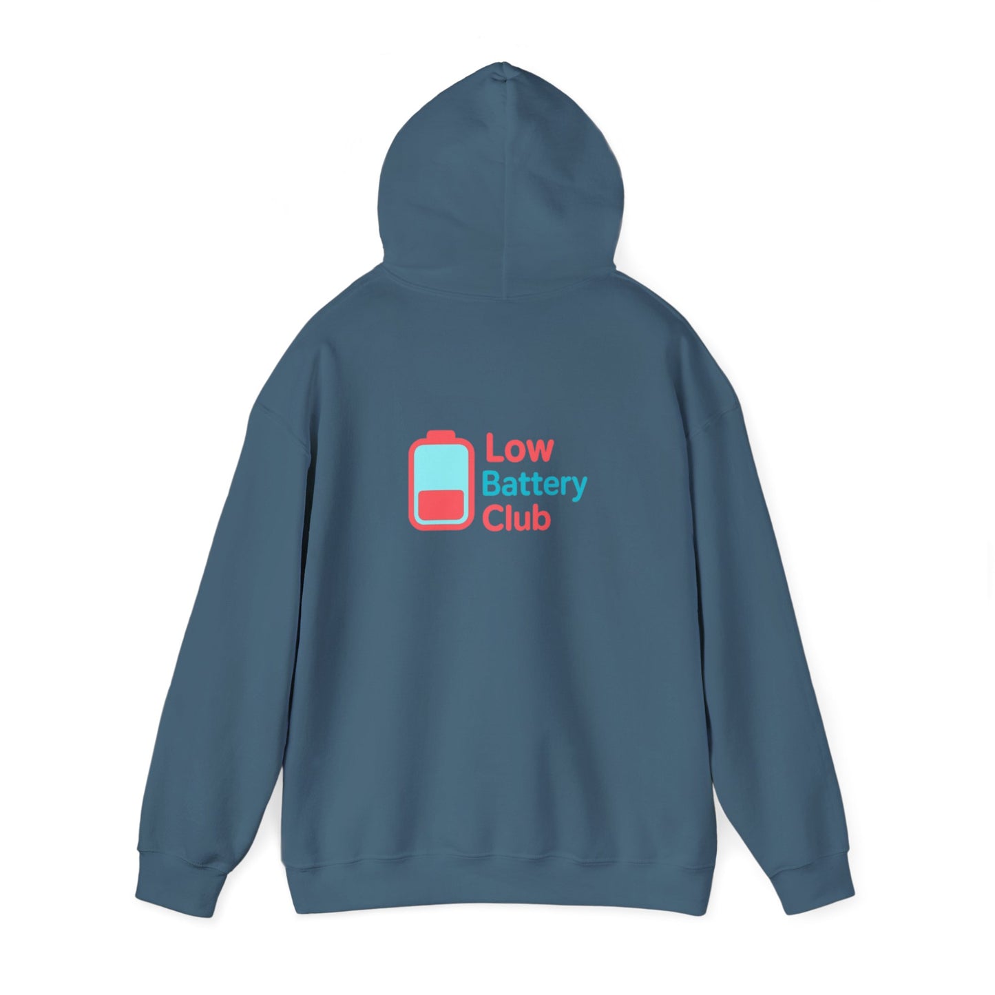 Low Battery Club Hoodie | Unisex Heavy Blend Hooded Sweatshirt for Social Media Lovers, Casual Wear, Gift for Friends