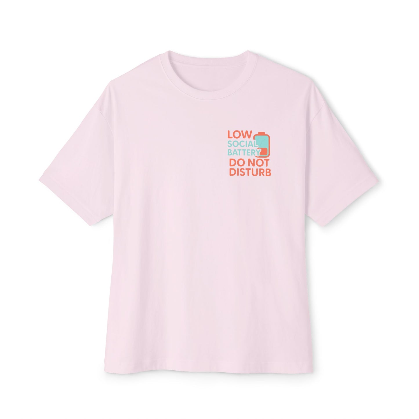 Social Battery Unisex Oversized Tee, Perfect for Introverts, Chill Relaxed Wear, Fun Gift for Friends, Casual Streetwear