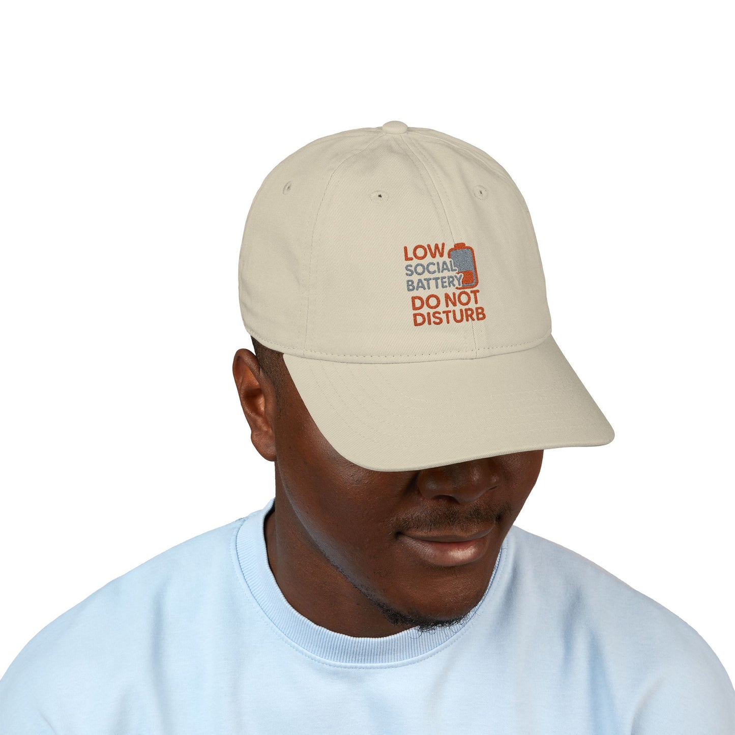 Organic Embroidered Baseball Cap - Do Not Disturb, Low Battery Club, Perfect Gift for Introverts, Casual Wear, Unique Accessories