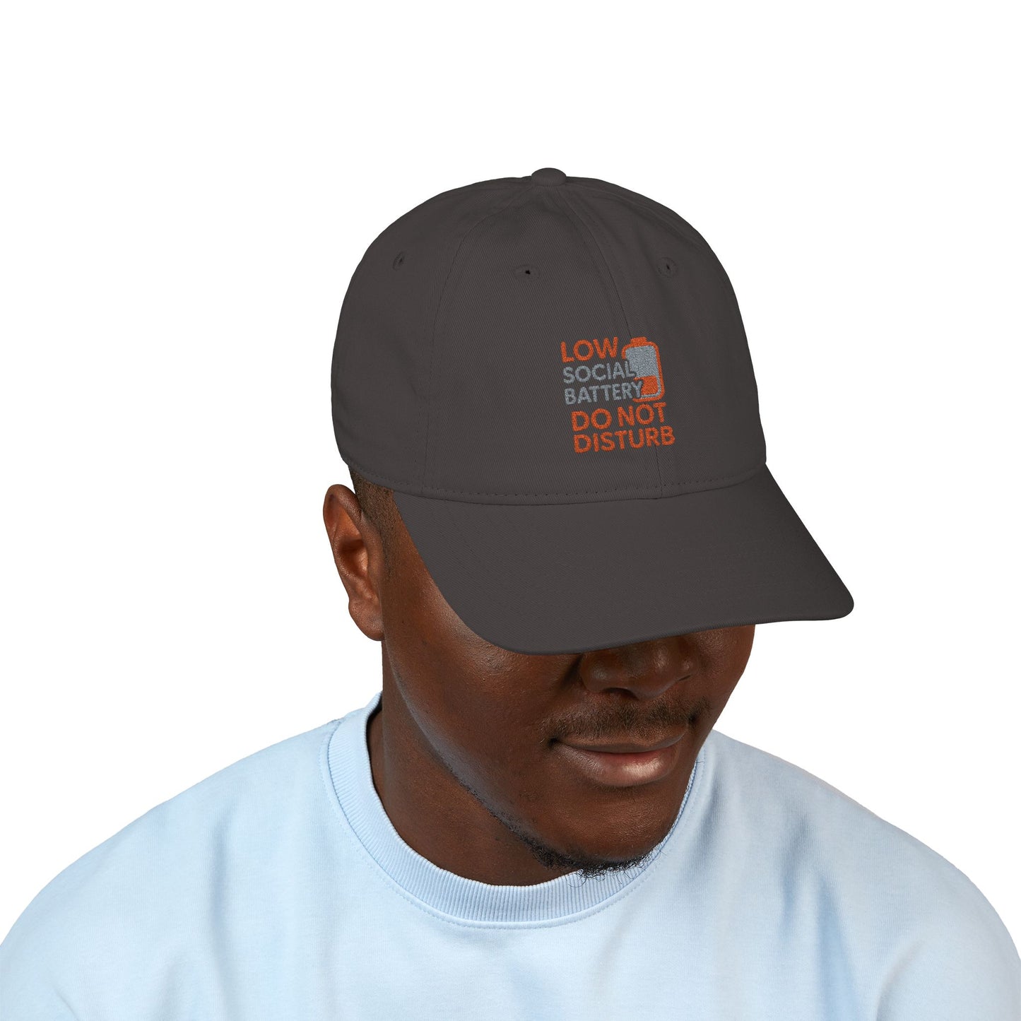 Organic Embroidered Baseball Cap - Do Not Disturb, Low Battery Club, Perfect Gift for Introverts, Casual Wear, Unique Accessories