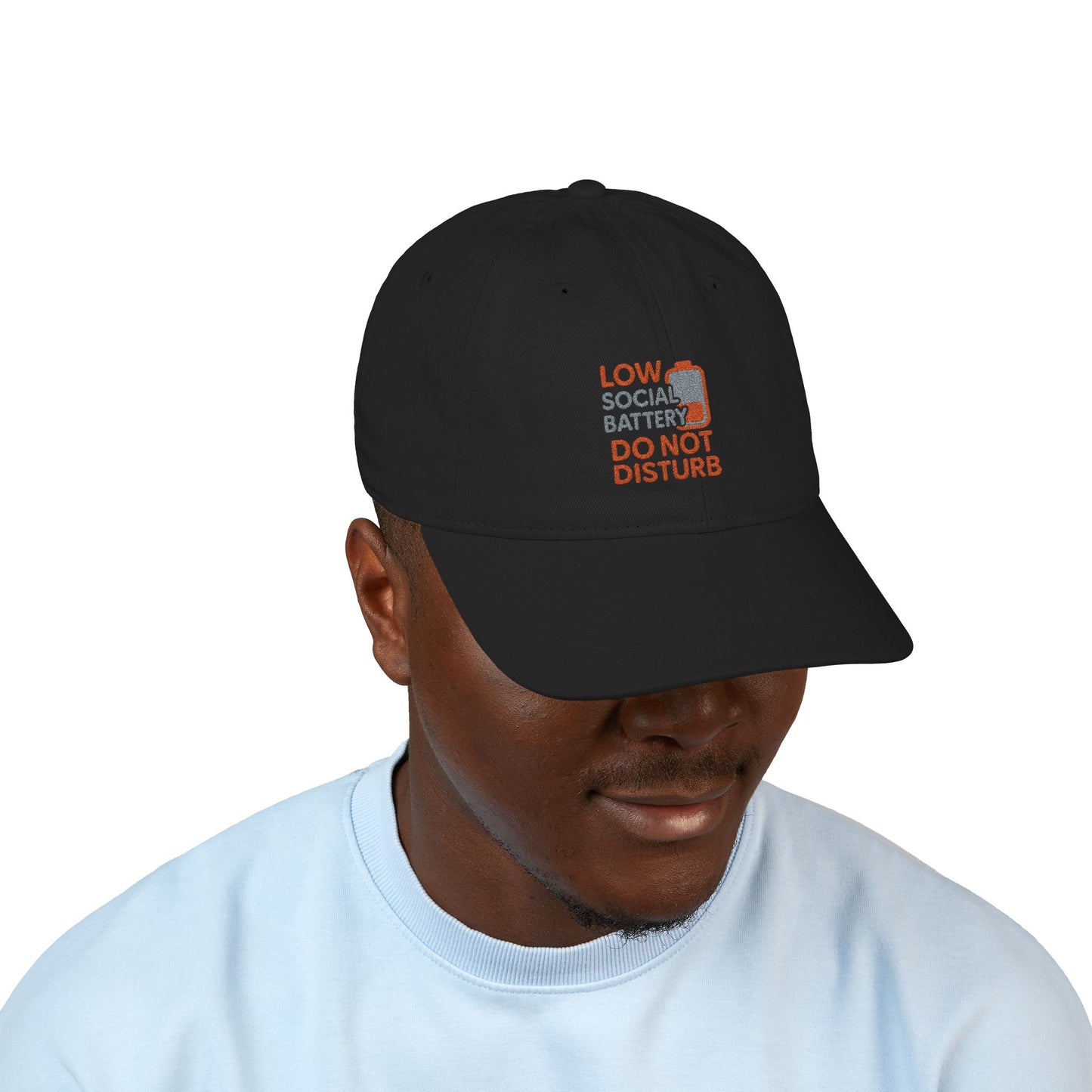 Organic Embroidered Baseball Cap - Do Not Disturb, Low Battery Club, Perfect Gift for Introverts, Casual Wear, Unique Accessories
