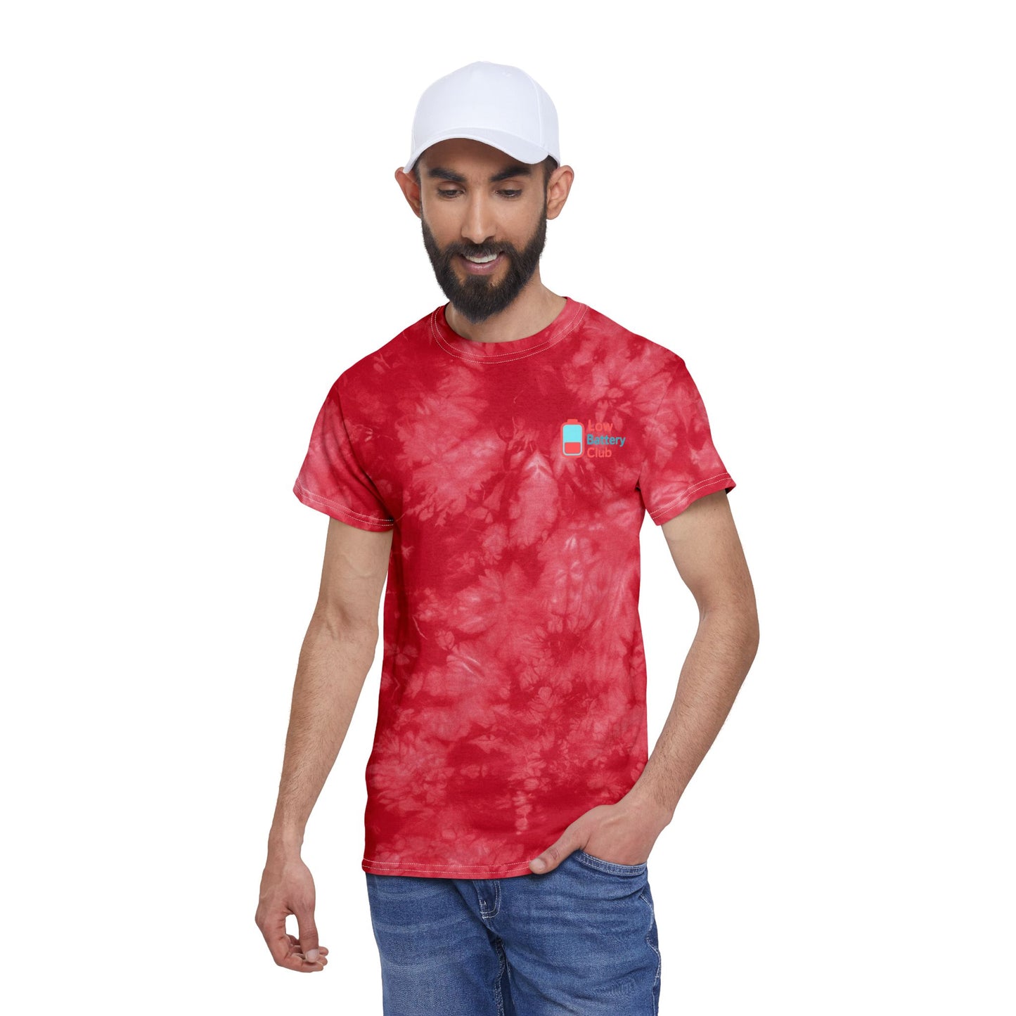 Tie-Dye Tee, Low Battery Club Shirt, Social Energy T-Shirt, Trendy Tie-Dye Top, Fun Graphic Tee, Relaxed Casual Wear, Gift Idea